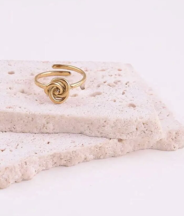 Nœud — Mirajewelle, bague fine noeud fleur — acier doré