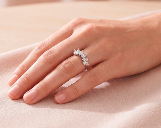 Couronne — Mirajewelle, bague marquises — acier doré