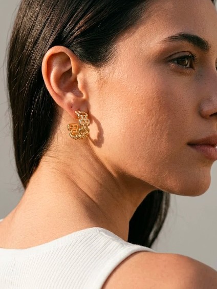 Comète — Mirajewelle, boucles créoles chaîne entrelacée — acier doré