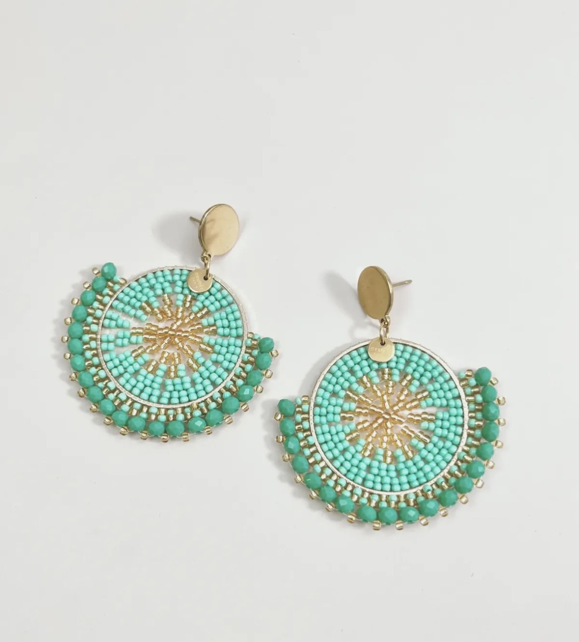 Éventail — Mirajewelle, boucles perlées — acier doré