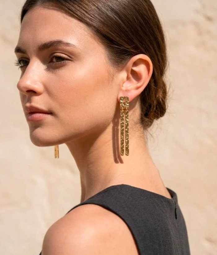 Lame — Mirajewelle, boucles barres martelées — acier doré
