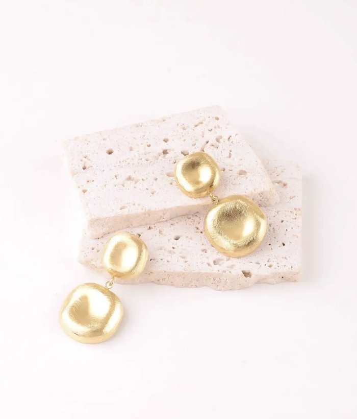Thea — Mirajewelle, boucles double disque brossé — acier doré