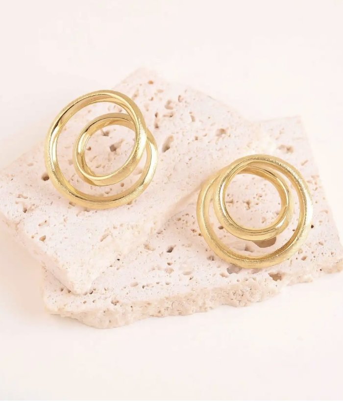 Constellation — Mirajewelle, boucles double anneau concentrique — acier doré