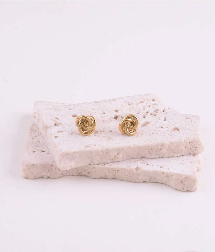 Nœud — Mirajewelle, puces d'oreilles nœud enroulé — acier doré