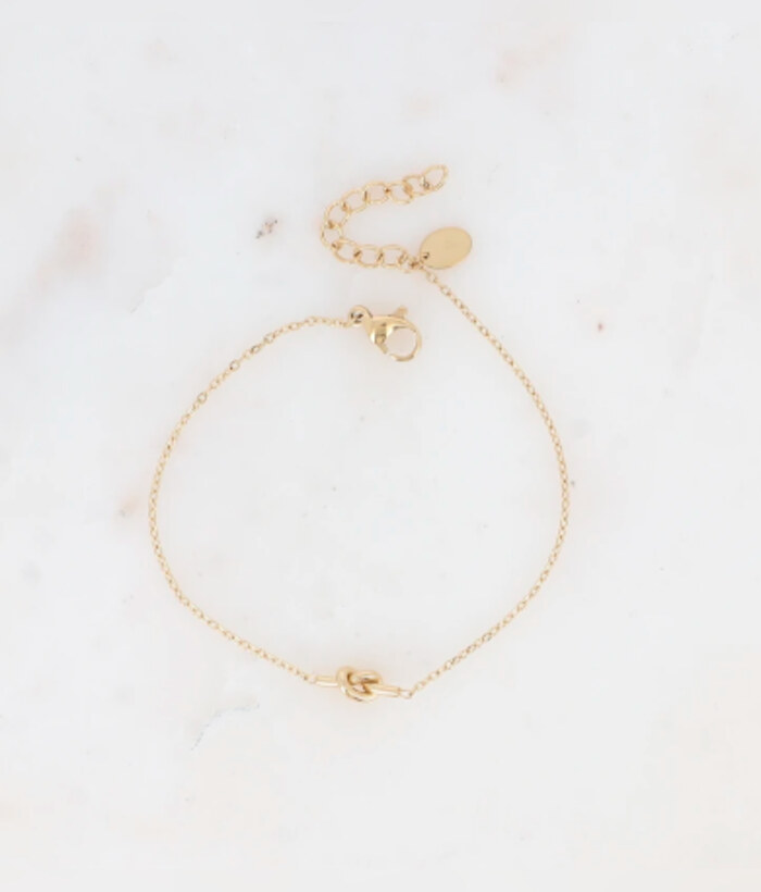 Lacet — Mirajewelle, bracelet chaîne fine nœud doré — acier doré