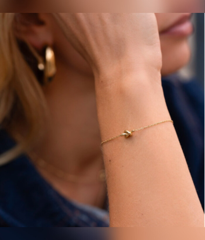 Nœud — Mirajewelle, bracelet chaîne fine nœud doré — acier doré