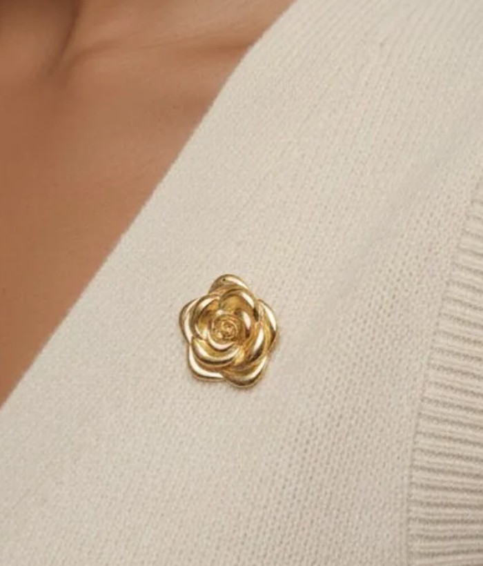 Broche Rosa — Mirajewelle, broche rose en acier doré