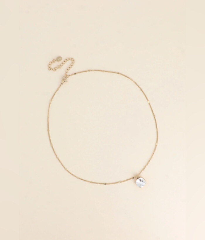 Nion — Mirajewelle, collier pendentif cristal Swarovski® taille coussin — acier doré
