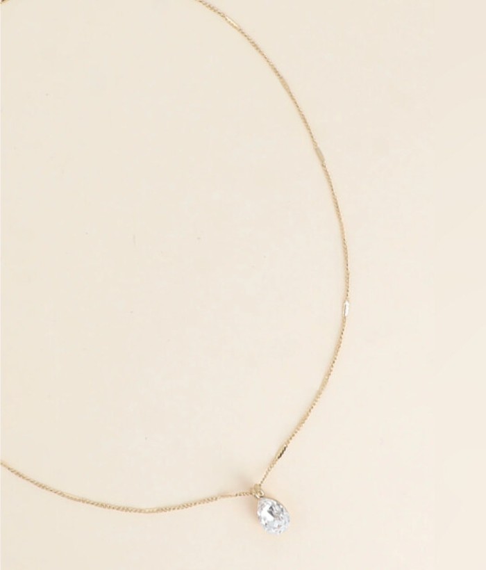 Goutte — Mirajewelle, collier chaîne fine pendentif goutte cristal Swarovski® — acier doré