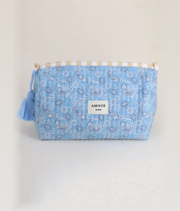 Pochette Amour Bleu ciel — Mirajewelle, trousse matelassée
