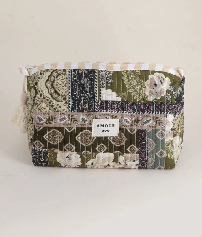 Pochette Amour Kaki — Mirajewelle, trousse matelassée